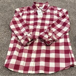 J.Crew Magenta and White Checkered Button-Up Shirt